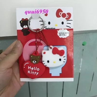 $4.69 • Buy 2pcs/set Cute Red Hello Kitty Key Cap Cover Case Keychain Keyring Girl Gift