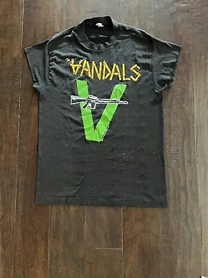 Vintage 90s Thrashed The Vandals Punk Rock Peace Thru Vandalism T-Shirt Size L • $65