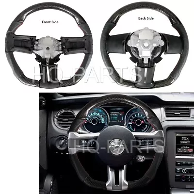 For 10 11 12 13 14 Mustang Carbon Fiber + Leather Steering Wheel Red Stitching • $369.99