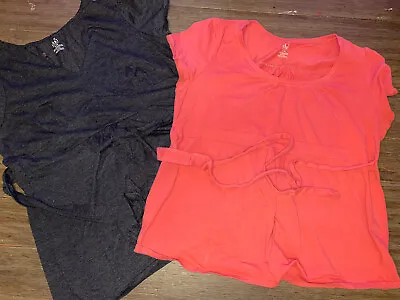 Duo Maternity XL Lot Short Sleeve Shirt Cotton Tie Back • $9