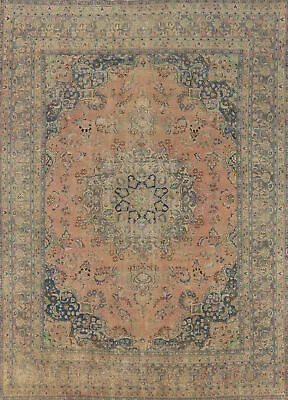 Vintage Muted Rust Wool Mashaad Area Rug 9x12 Hand-knotted Living Room Carpet • $999