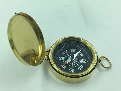 Nautical Brass Pirate Compass W/ Lid Mini Pocket Style Pendant 1.75  Set Sail! • $8.98