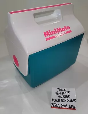 Lunch Box Cooler Igloo Vtg. 1990's Mini Mate Small Pink Teal Picnic Golf USA  • $25