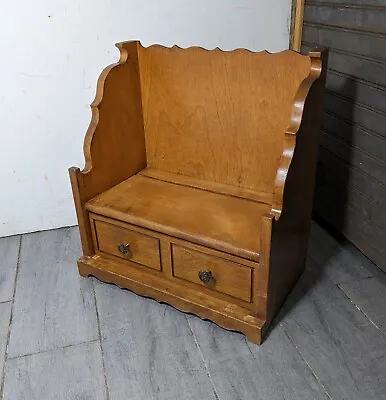 Vintage Rustic Country Maple Shelf With 2 Drawers - Bookend Cookbook Bookshelf • $90