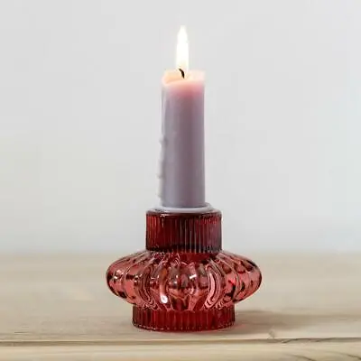 £5 • Buy Coloured Glass Reversible Dinner Candle Stick Tea Light Votive Holder Large Duo
