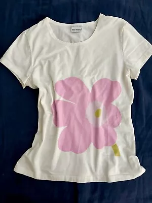 Marimekko T Shirt Mika Piirain Lempi Unikko Tee L Or S XS Ladies Made In Finland • $44