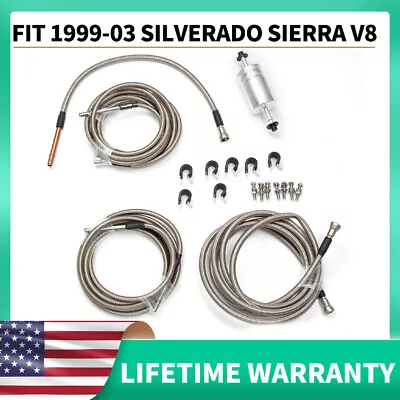 Braided SS Fuel Line Quick Fix Kit For 1999-03 Silverado Sierra Gas Flex Ext Cab • $69.99