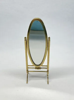 Vintage Dollhouse Miniature Cheval Mirror Brass Oval Floor Accessorie 5  Golden • $14.50