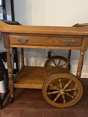 RARE! Antique Vintage Spindle Handle Wood Tea Cart -   Pick Up Only • $452