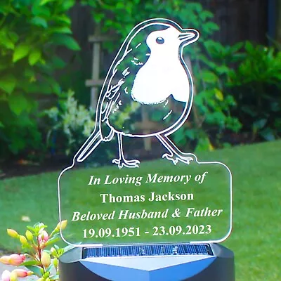 Personalised Robin Memorial Outdoor Solar Light I Memorial Plaque I Ground Stick • £27.90