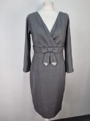 £69 • Buy Luisa Spagnoli Grey Smart Pencil Dress Size 44 Uk 10 98% Virgin Wool