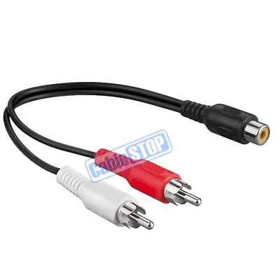 20cm RCA PHONO Y SPLITTER CABLE ADAPTER 1 Female To 2 X Male RED & WHITE PLUGS • £3.65