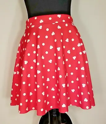 New Disney Minnie Mouse All Over Print Red White Skater Skirt Size Medium    T29 • $15.30