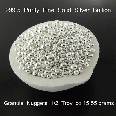 $20.50 • Buy 1/2 Oz 999.5 Fine Silver Pure Bullion Grade Granule Nuggets 15.55 Grams