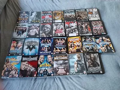 Abandoned Storage WWE Wrestling DVD's Joblot X 27 Wrestlemania/Royal Rumble • £50