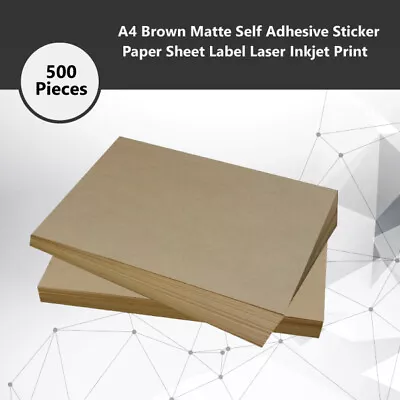500 X A4 Brown Matte Self Adhesive Sticker Paper Sheet Label Laser Inkjet Print • $50.34