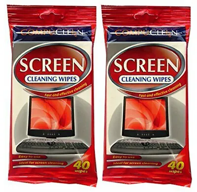 £4.25 • Buy 2 X Screen Large Cleaning Wipes Pack Of 40 Computer Laptop Monitor Screen Wipes