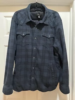 True Religion Men’s Long Sleeve Plaid Button Down Shirt Jacket Pockets 2XL • $24.99