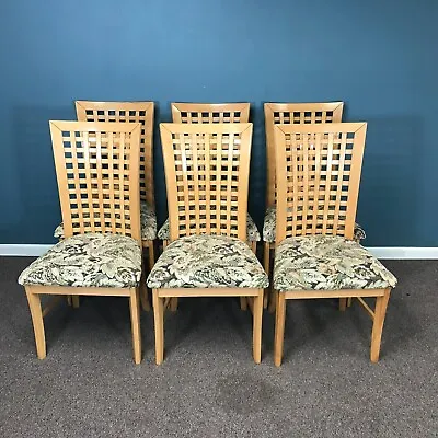 Set Of 6 Maple Hardwood Lattice Back Dining Chairs • $1275