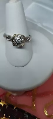 Antique 0.50 Carat European  Cut Diamond Cluster Engagement Ring 14K White Gold • $475