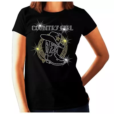 Countrygirl Rhinestone Ladies T Shirt - Line Dancing - Any Size 6-26 • £13.99