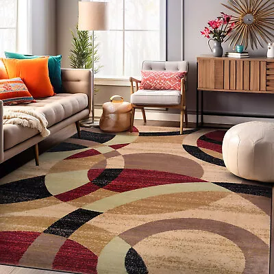 Rugshop Area Rug Modern Geometric Circles Rug Rugs For Living Room Jute Rugs 5x7 • $101.64