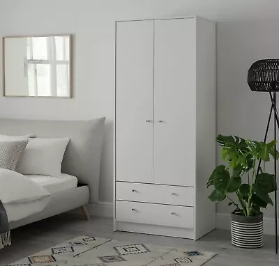 Malibu 2 Door 2 Drawer Wardrobe - White • £144.99