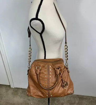 Michael Kors Uptown Camel Leather Studded Hobo Crossbody Bag • $37.83