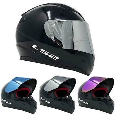 £59.99 • Buy Ls2 Ff353 Gloss Black Full Face Motorcycle Crash Helmet With Coloured Visors