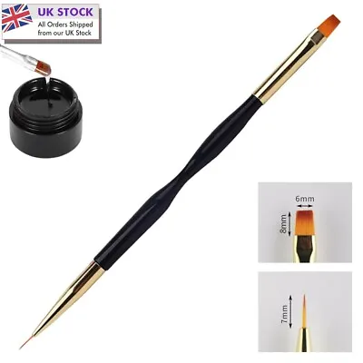 Biab Builder Gel Flat Brush & Liner #6 Dual End Nail Art Brush UV Extension Tool • £4.45