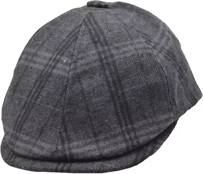 Unisex Newsboy Cap Patterned - Partly Wool Classic Style Casual Grey • £14.49