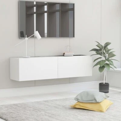 $97.95 • Buy Wall TV Cabinet With 2 Doors White Entertainment Center Floating Display Stand