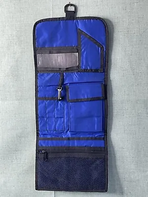 LL Bean Black Blue Nylon Hanging Tri-Folding Shower Caddy Travel Bag Organizer • $12