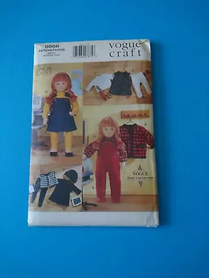 VOGUE CRAFT PATTERN 9866 18 INCH DOLL CLOTHES  Back To School Clothes  - UNCUT • $4.99