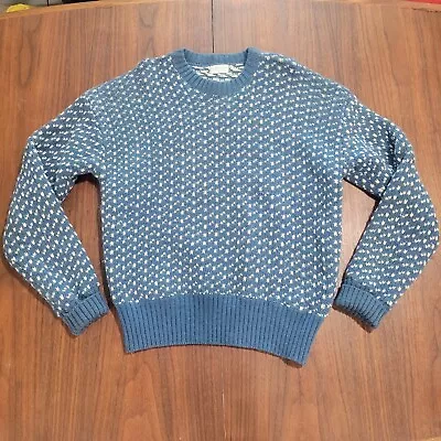 Vintage 50s Petersen & Dekke Wool Original Iceland Sweater Large Blue Nordic • $70.39