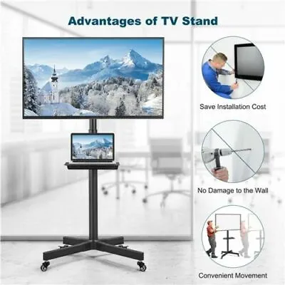 £48.99 • Buy TV Trolley Cart Mobile TV Rolling Stand TV Stand On Wheels For 23-60 Inch Screen