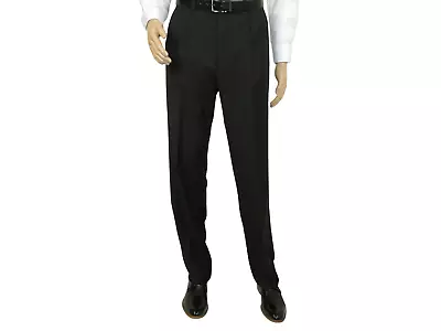 Men's MANTONI Pleated Dress Pants 100% Wool Super 140's Classic Fit  40901 Black • $99.99