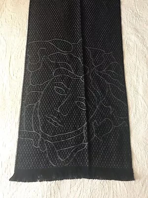 Versace Scarf Medusa Face Print Black Grey 70  Long • $200