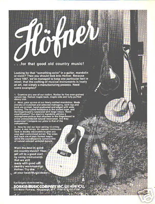 $8.49 • Buy HOFNER GUITAR AD Acoustic Bluegrass Country Mandolin
