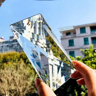 Clear 120MM Large Rectangular Crystal Fengshui Faceted Prism Hanging Suncatcher • $12.50