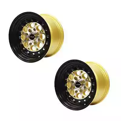 2x VMS Revolver Machined Gold Black Lip Drag Racing Wheels Rims 13x9 4X100 0ET • $399.95