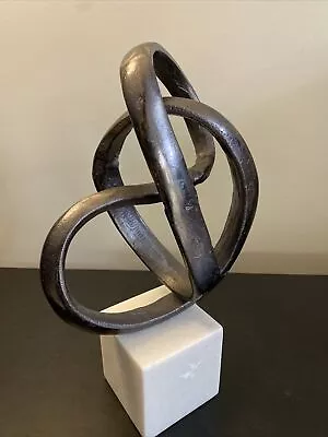 Twisted Metal On Marble Stand Sculpture - Abstract • $1000