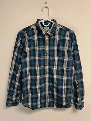 J. Crew Men's Long Sleeve Button Shirt MEDIUM Plaid Authentic Workwear Blue Grn • $9.77
