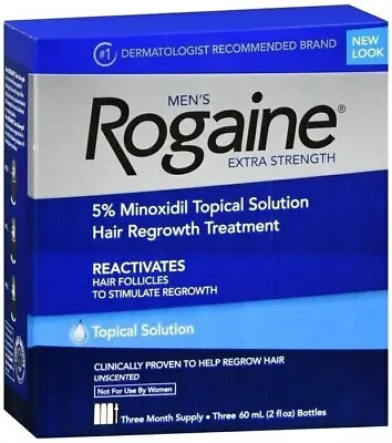 Men's Rogaine Extra Strength 5% Minoxidil Topical Solution 3-Month Supply 60ml • $29.88