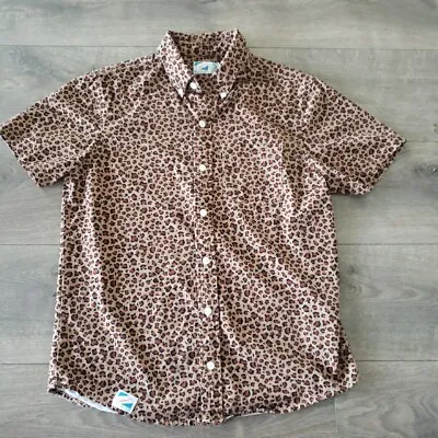 Bermies Leopard Print Shirt Mens Small Short Sleeve Animal Print Slim Jaguar • $24.99