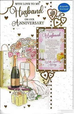£3.15 • Buy With Love To My Husband On Our Anniversary Card.  With Special Keepsake Card.