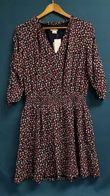 NWT Shoshanna Women's Sz 10 Blue/Red/Pink Floral Long Sleeve Sun Dress • $39