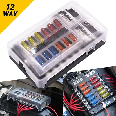 12 Way Auto Blade Car Marine Fuse Box Block Holder LED Indicator 12V/32V D • $22.99