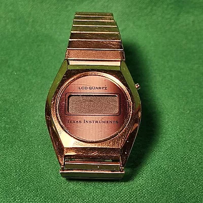 Men's Vintage Texas Instruments TI 3H LCD Quartz Digital Watch Gold Tone • $30