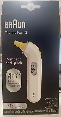 = Braun ThermoScan 3 Compact Ear Thermometer -- Gentle / Accurate / High Speed = • $20.79